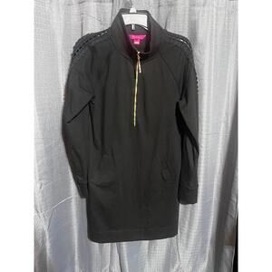 Lilly Pulitzer Skipper Solid Popover Dress Black Size M Embellished Sleeves